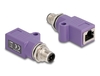 Scheda Tecnica: Delock M12 Adapter D-coded 4 Pin Male To RJ45 Jack Cat.5e - With Mounting Hole Straight Violet