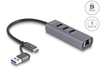 Scheda Tecnica: Delock 3 Port USB 5GBps Hub + Gigabit LAN With USB Type-c - Or USB Type-a Connector In Metal Case